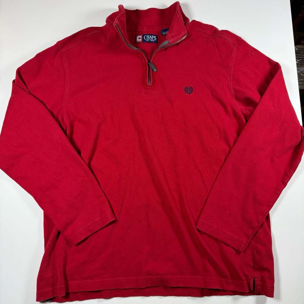 Chaps Red Quarter Zip Pullover Sweater Men's Size L